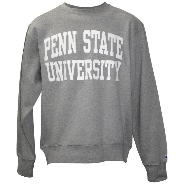 long sleeve graphite crew neck sweatshirt with stitched felt Penn State University